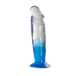Two Tone 7" PVC Dong in Clear/Blue (Without Balls)